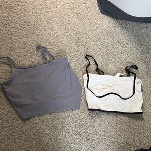 Alo Gray and White Tank Tops